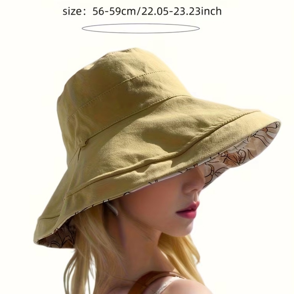 Elegant Cream and Floral Reversible Bucket Hat - Picture 3 of 3